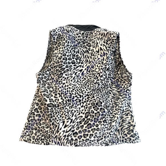 Women’s Fur Vest Animal Print Leopard Fuzzy Soft - Picture 3 of 7